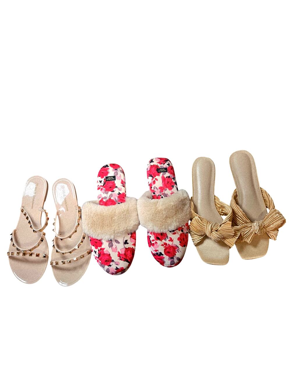 Victoria's Secret Wild Diva Women's Size 10 Lot 3 Pair Sandals Slippers Shoes